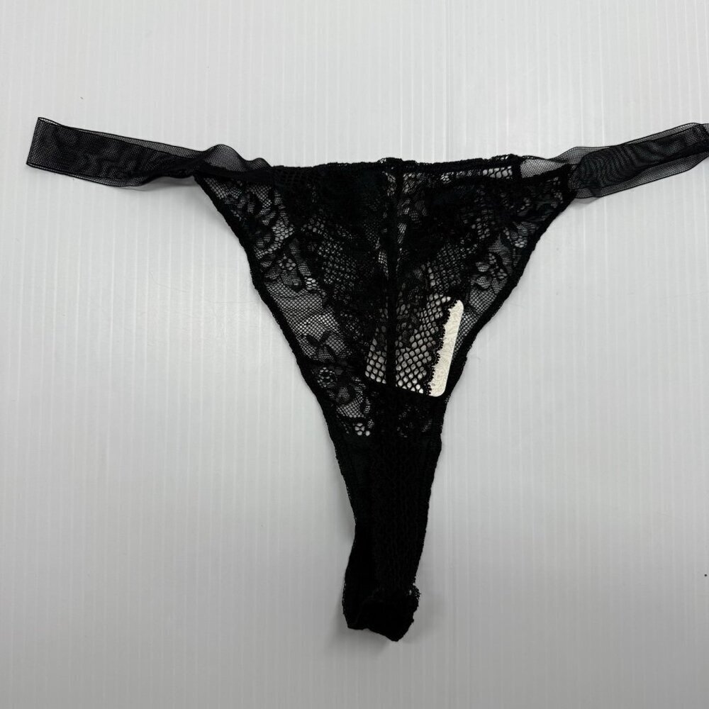 Intimately By Free People Thong Women's Black Mesh Lace Size Large - Picture 4 of 5